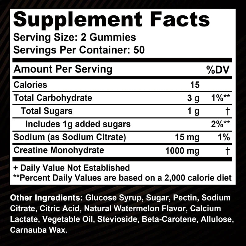 Creatine Monohydrate Gummies for Adults – Strawberry Flavor Supplement for Muscle Strength, Athletic Performance & Workout Support