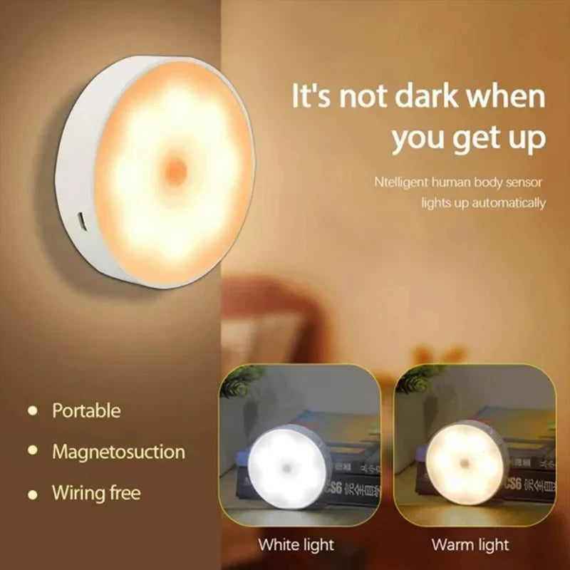 USB Rechargeable Motion Sensor LED Light – Wireless Magnetic Night Light for Closet, Cabinet, Kitchen & Stairs