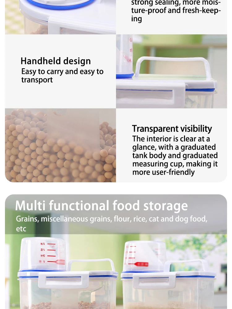 Contenedor premium para alimentos de mascotas con cierre hermético - Duradero, gran capacidad, fácil de limpiar y diseño elegante para perros y gatos