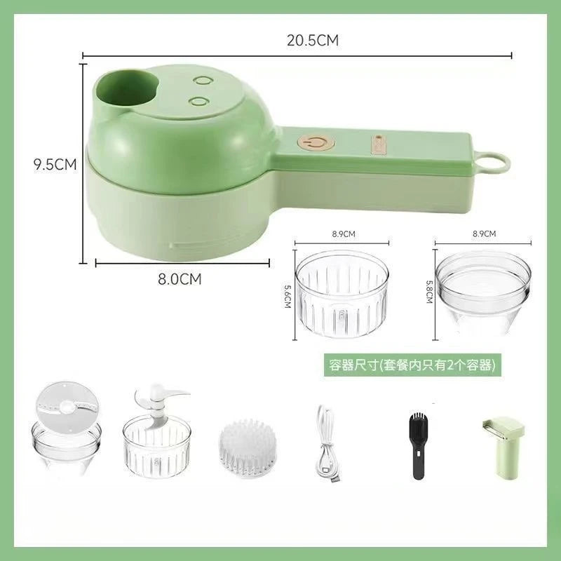 Picadora Eléctrica de Verduras, Cortador Multifuncional de Ajo, Jengibre y Cebolla para Cocina Doméstica, Rebanadora y Cortadora de Alimentos
