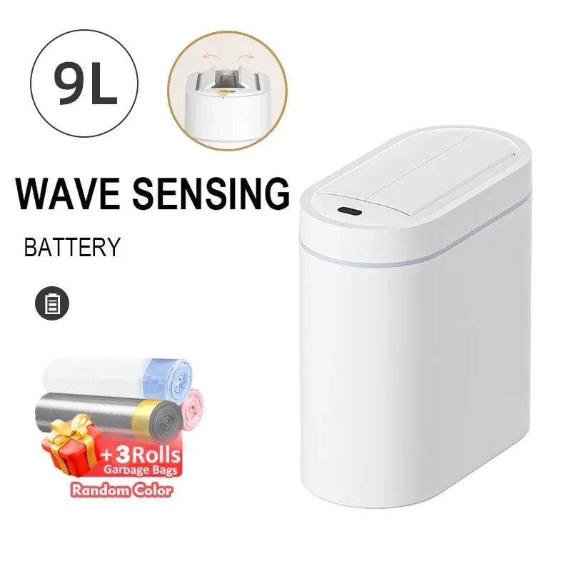 7/9L Automatic Sensor Trash Can with Lid | Wall Mounted Narrow Waste Bin for Kitchen & Bathroom