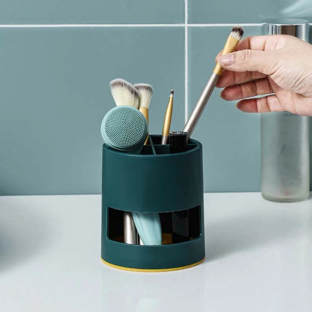 Multi-Purpose Toothbrush Holder with Drain Tray & Storage Organizer