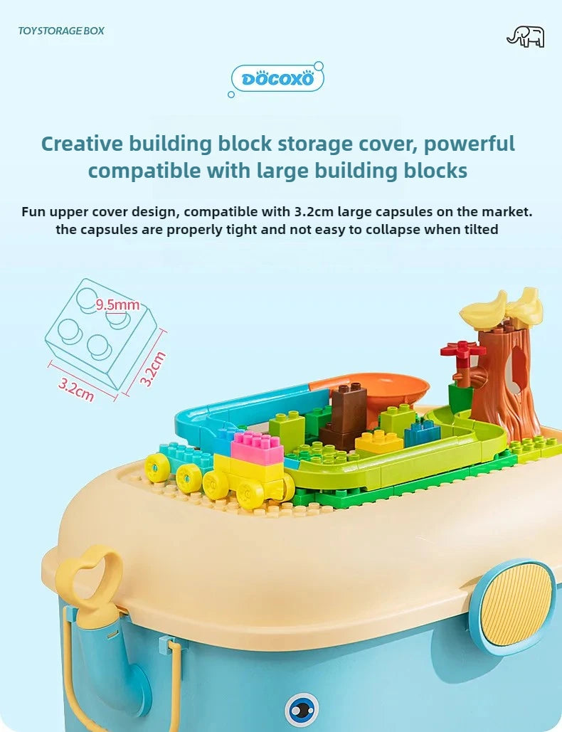 Kids Toy Storage Box with Wheels – Large Dustproof Organizer Bin for Toys, Clothes, Books & Building Blocks