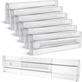 6 Pack Adjustable Drawer Dividers – Expandable Clear Drawer Organizer for Clothes, Kitchen Utensils, Tableware & Home Storage