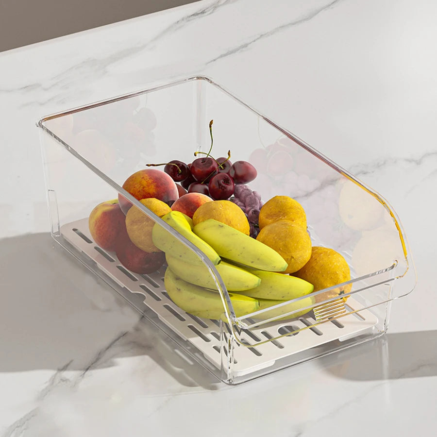 Clear Refrigerator Organizer Bins for Food, Fruit & Drinks