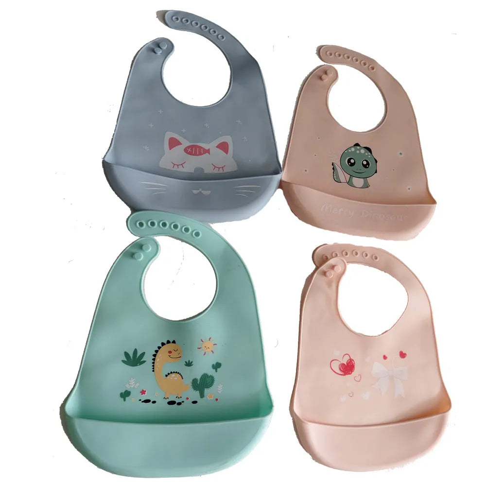 Baberos de silicona para niños y niñas para bebés y niños pequeños, babero de alimentación suave impermeable ajustable con recolector de alimentos grande, sin BPA