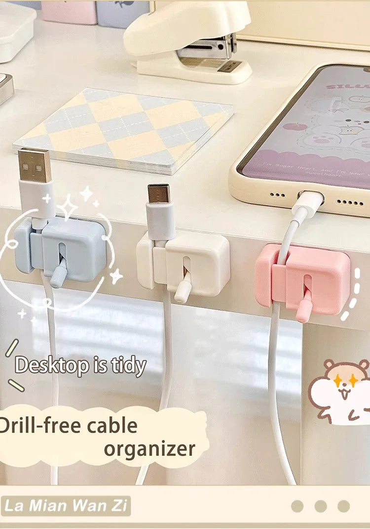 Desk Cable Management Clip – No-Drill Cord Organizer for Charging & Data Cables
