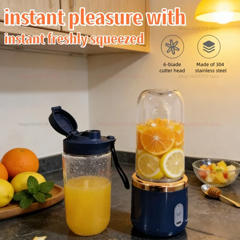 Portable 6-Blade USB Rechargeable Blender for Smoothies, Juices & Ice Crushing