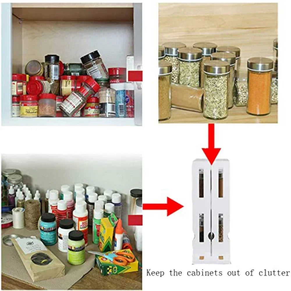 2-Tier Rotating Spice Organizer Rack for Kitchen Cabinet & Countertop Storage