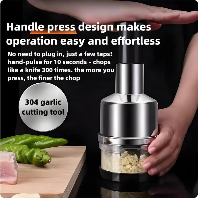 Manual Garlic Press & Mincer – Multi-Function Garlic Crusher & Vegetable Chopper