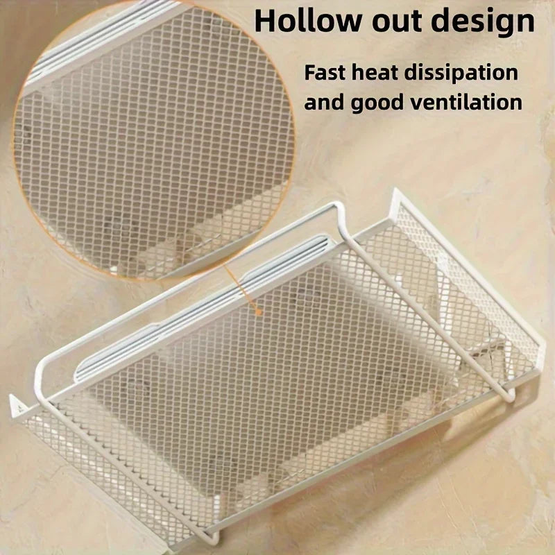 Wall-Mounted Router Shelf – No-Drill Stainless Steel Organizer for WiFi Router, TV Box & Cable Management