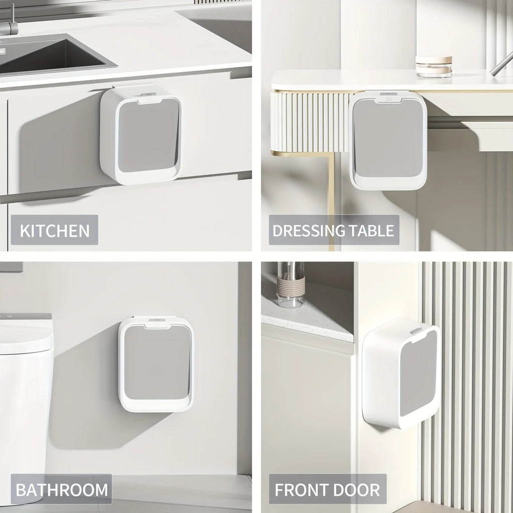Wall Mounted Smart Sensor Trash Can with Lid for Kitchen Cabinet & Under Sink Storage