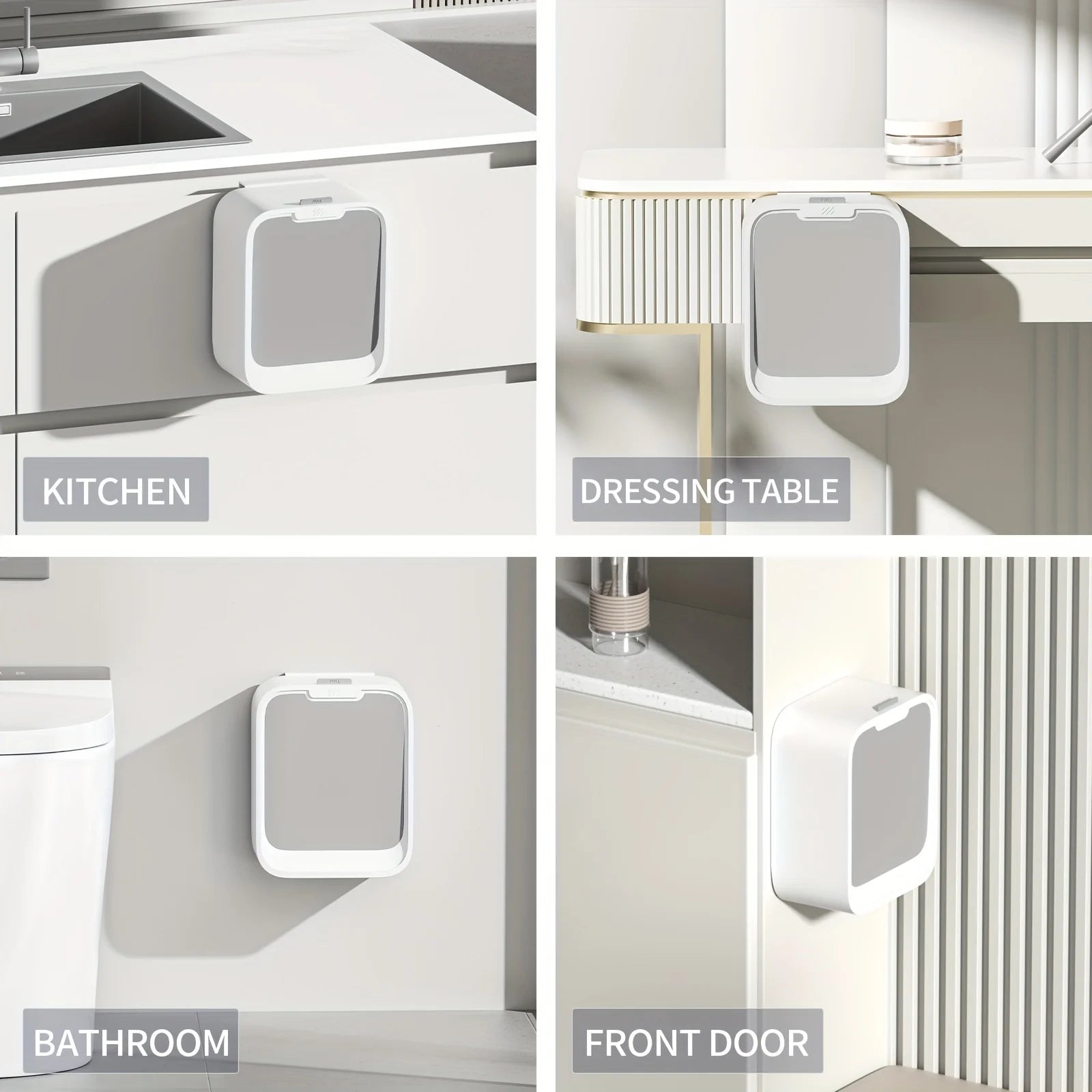 Wall Mounted Smart Sensor Trash Can with Lid for Kitchen Cabinet & Under Sink Storage