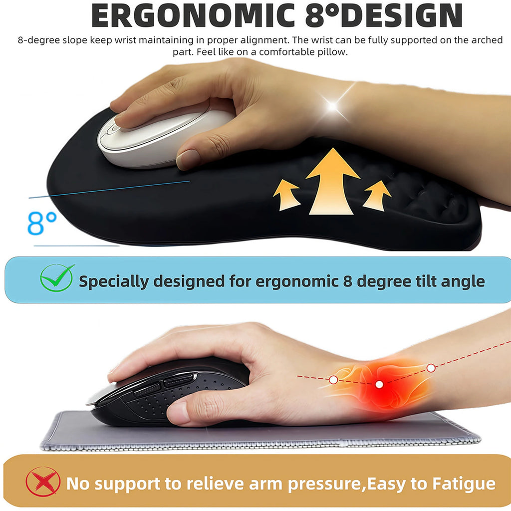Alfombrilla de ratón ergonómica, antideslizante, con protuberancia de masaje, resistente al desgaste, cómoda, con soporte para la muñeca para PC, portátil y juegos