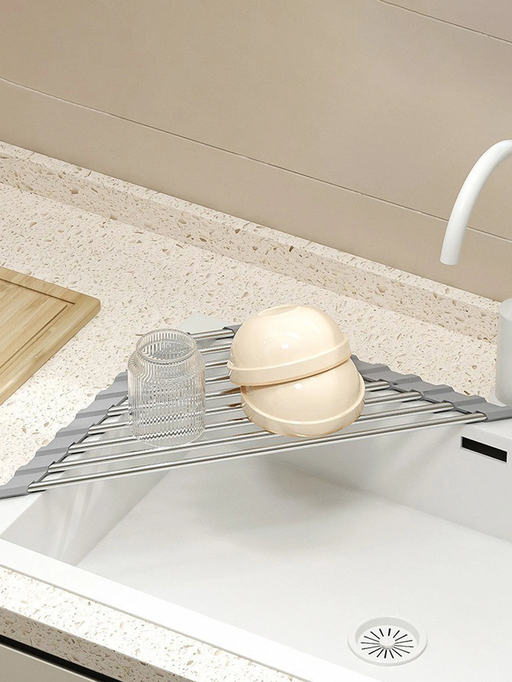 Roll-Up Dish Drying Rack for Over-the-Sink Kitchen Organization