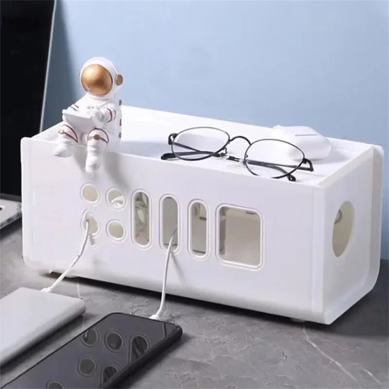 Caja de almacenamiento de cables, regleta multifuncional, gestión de cables, caja de cables, seguridad para el hogar, línea de red, cubo de almacenamiento