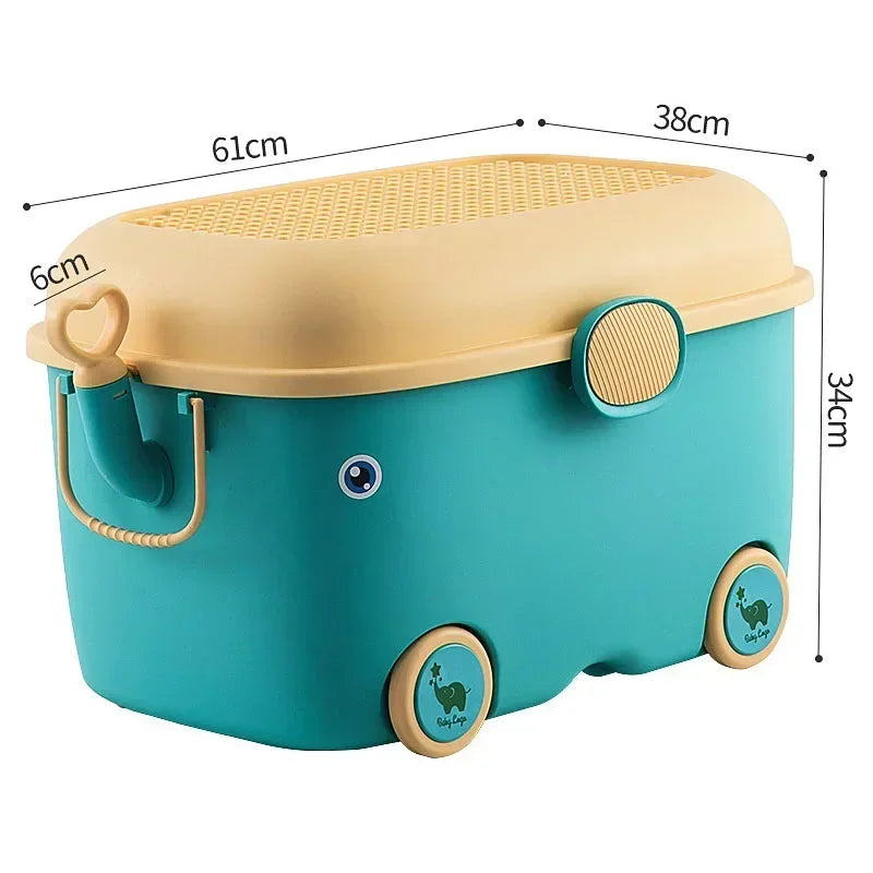 Kids Toy Storage Box with Wheels – Large Dustproof Organizer Bin for Toys, Clothes, Books & Building Blocks