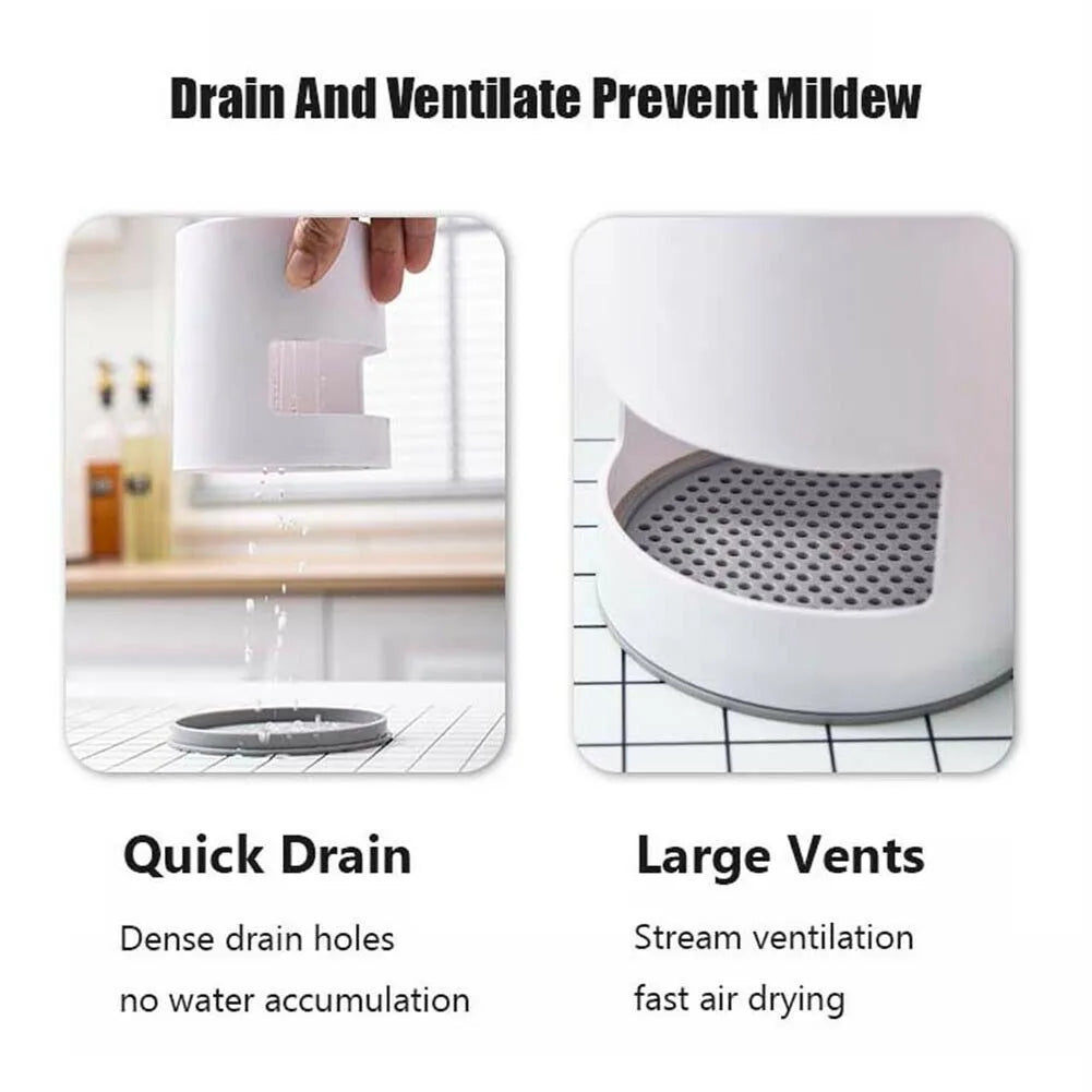 Multi-Purpose Toothbrush Holder with Drain Tray & Storage Organizer