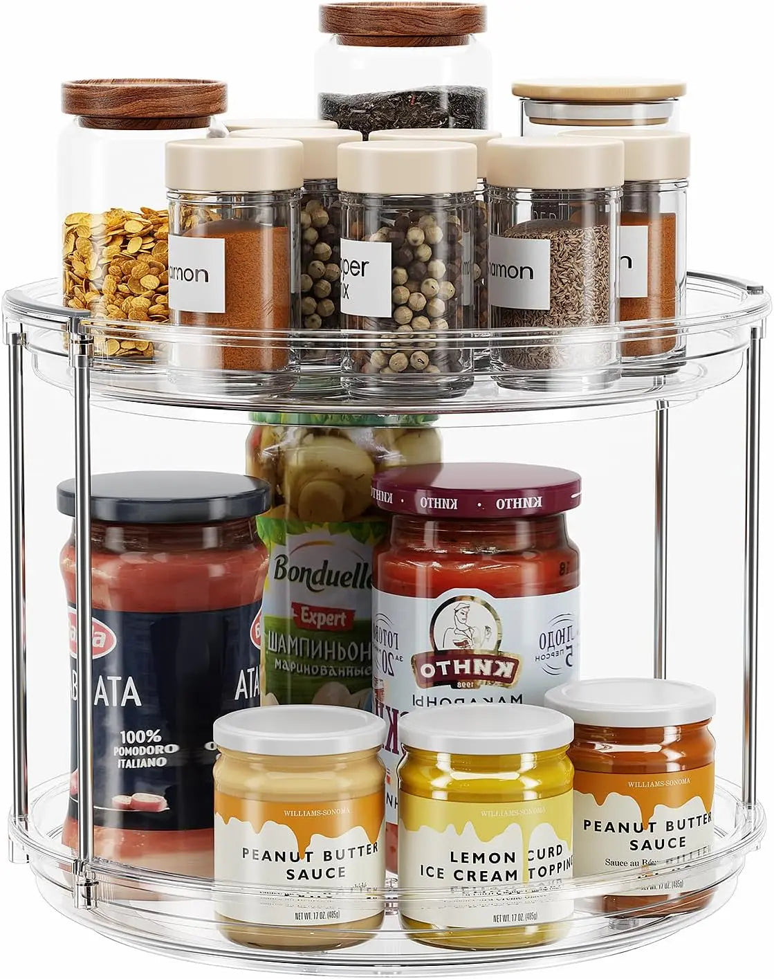 2-Tier 360° Rotating Lazy Susan Organizer for Kitchen, Pantry & Bathroom