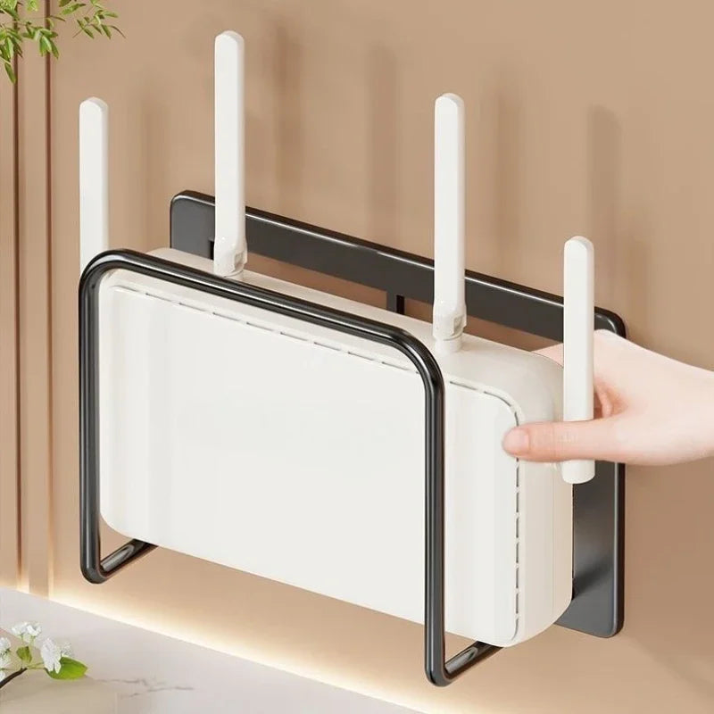 Wall-Mounted Router Shelf – No-Drill Iron Storage Rack for WiFi Router, TV Box & Home Organization