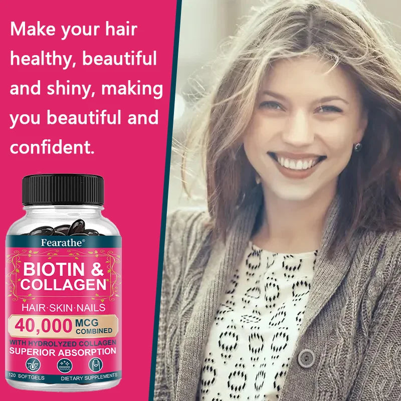 Collagen & Biotin Capsules – Hair, Skin & Nail Support with Keratin & Hyaluronic Acid