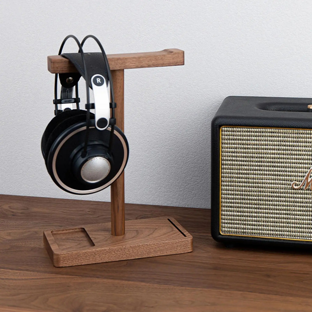 Wooden Headphone Stand Walnut Headphone Rack Rustic Desktop HeElegant Walnut Wood Headphone Stand – Rustic Desktop Organizer for Gaming & Music Headsetsadphone Hanger Universal Headphone Holder for Most Music Game
