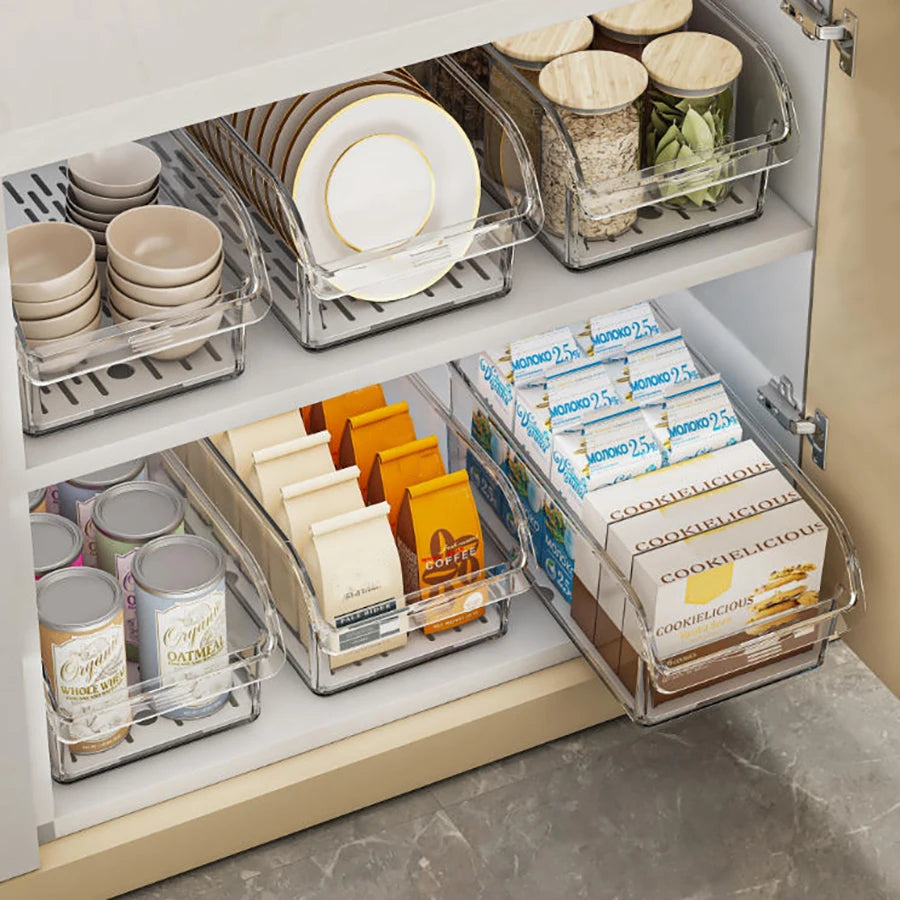 Clear Refrigerator Organizer Bins for Food, Fruit & Drinks