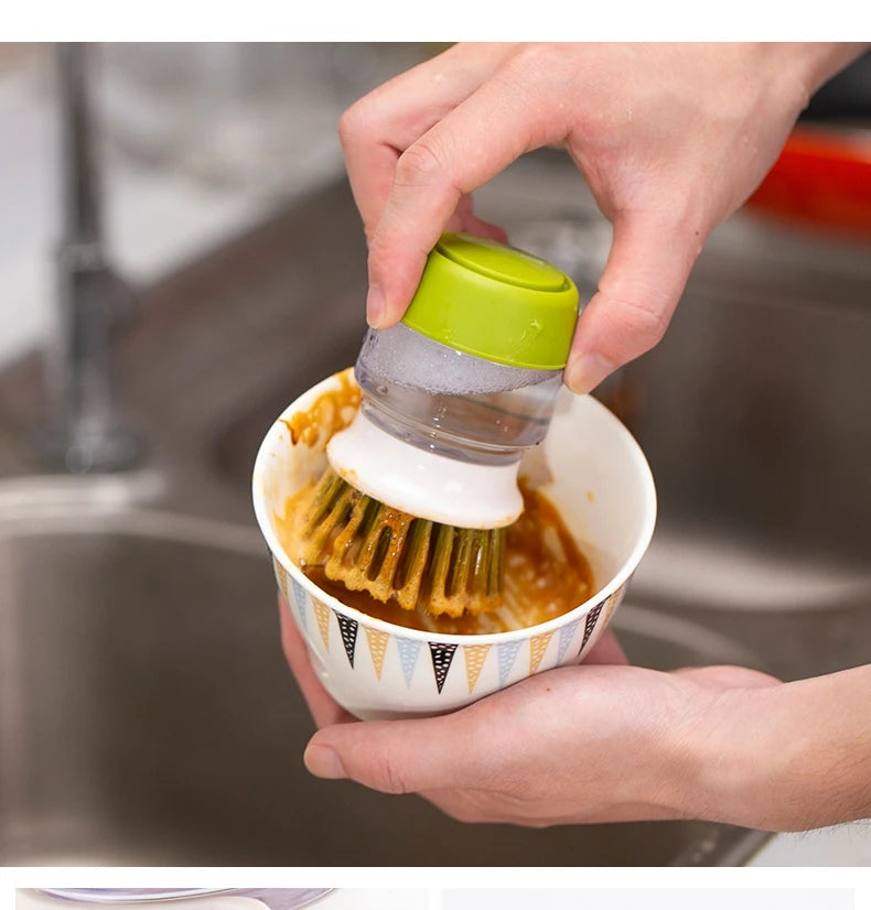 Soap Dispensing Dish Brush with Replaceable Head & Storage Stand