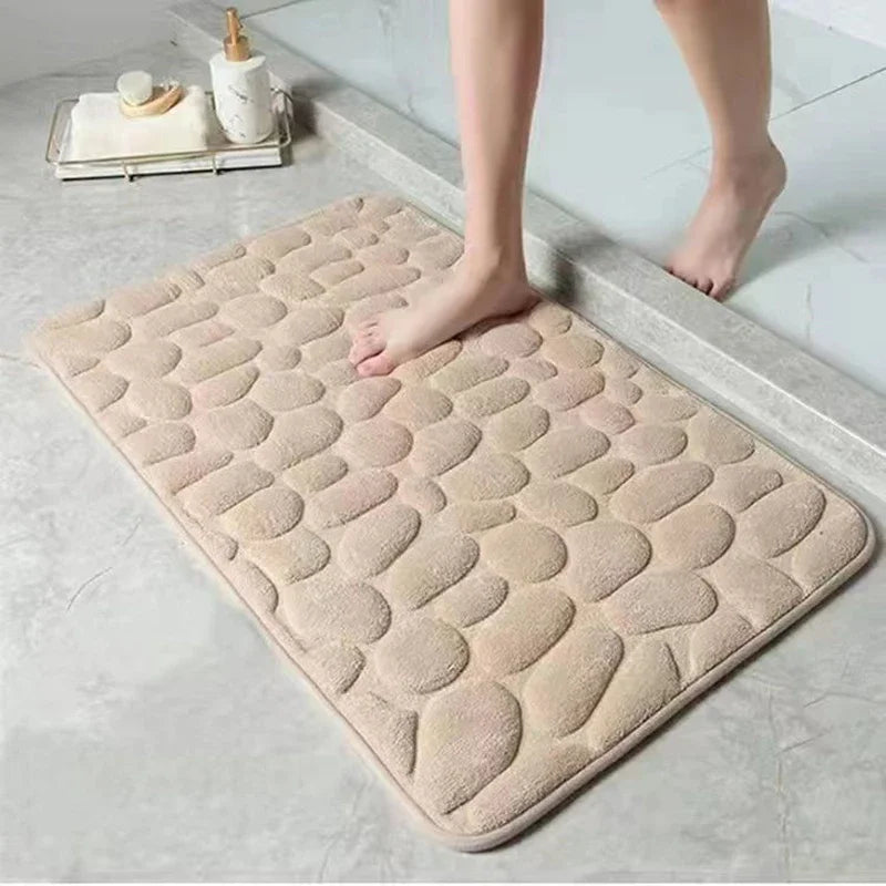 Alfombrilla de baño antideslizante 3D, tapetes de baño con relieve de adoquines, alfombrilla absorbente para puerta, alfombras de piso, lavable a máquina de secado rápido