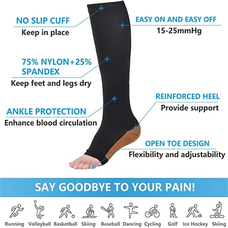 20–30 mmHg Knee High Compression Socks for Women & Men – Graduated Leg Support for Running, Travel, Work & Sports