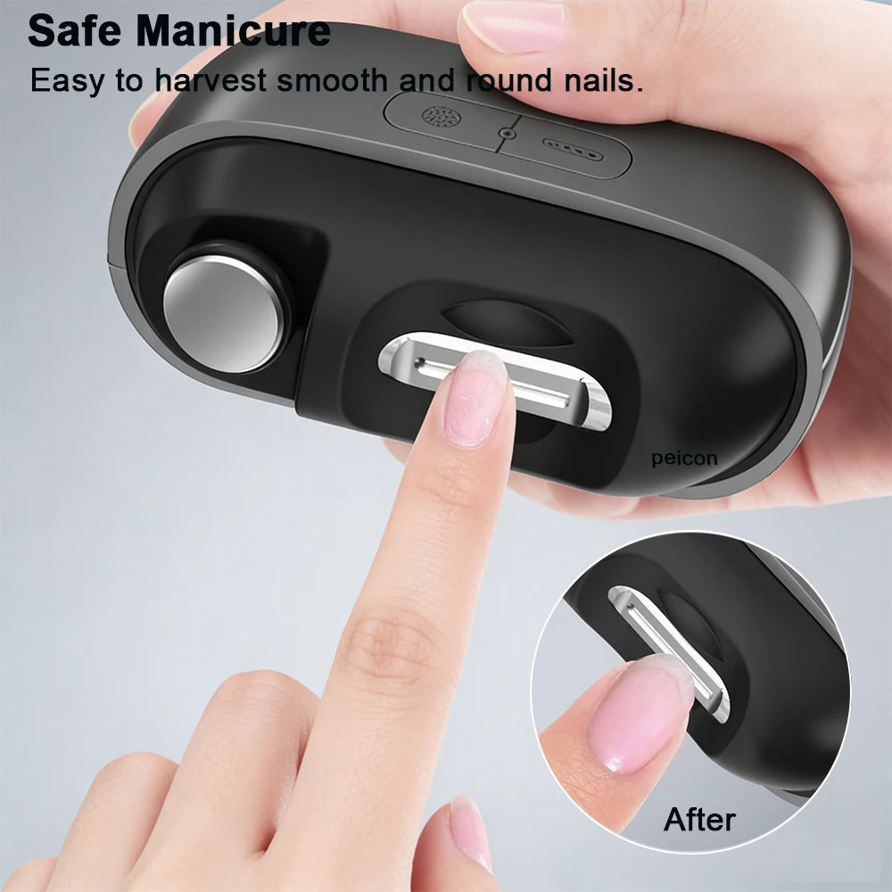 3-in-1 Electric Nail Clipper – USB Rechargeable Automatic Nail Trimmer, File & Polisher with LED Light