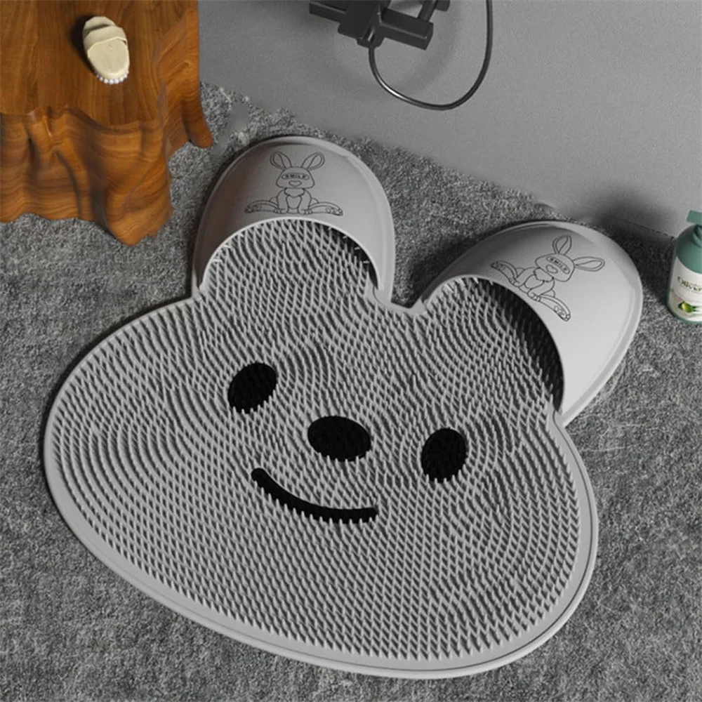 Non-Slip Silicone Foot Scrubber Bath Mat – Shower Foot Massager, Exfoliating Cleaning Mat for Bathtub & Bathroom Floor