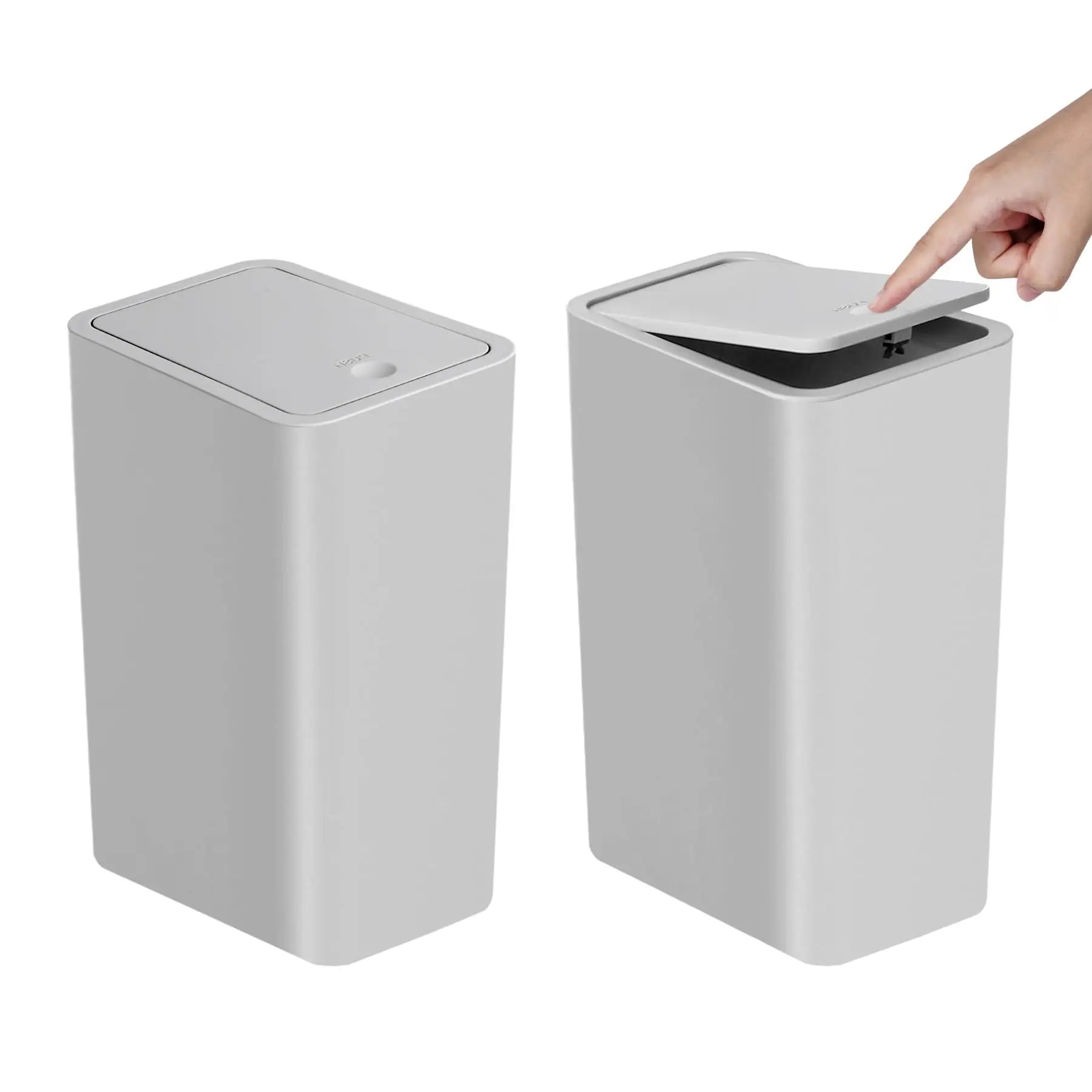 10L Bathroom Trash Can with Press Top Lid for Bedroom, Office & Small Spaces