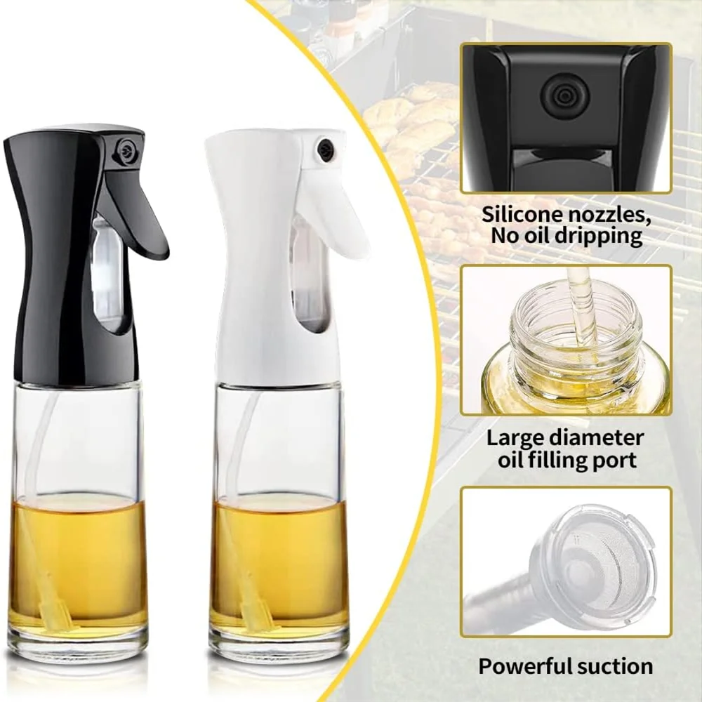 Pulverizador de aceite para cocinar - Botella pulverizadora dispensadora de aceite de oliva - Aceite y vinagre reutilizables aptos para uso alimentario, accesorios de cocina en botella pulverizadora