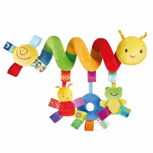 Baby Crib Hanging Spiral Toy – Soft Animal Rattle Mobile for Stroller, Car Seat, Newborn Sensory Development & Nursery