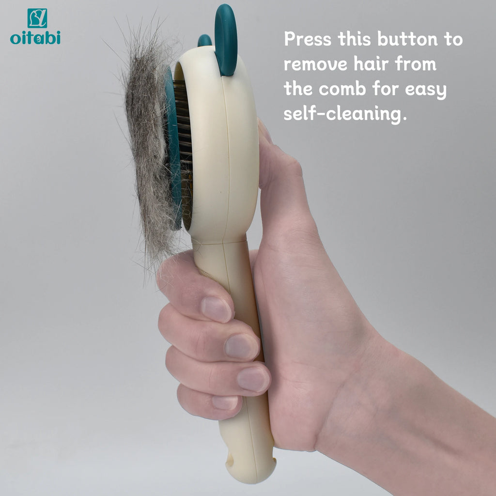Oitabi Self-Cleaning Slicker Brush – Skin-Friendly Deshedding Grooming Brush for Dogs & Cats
