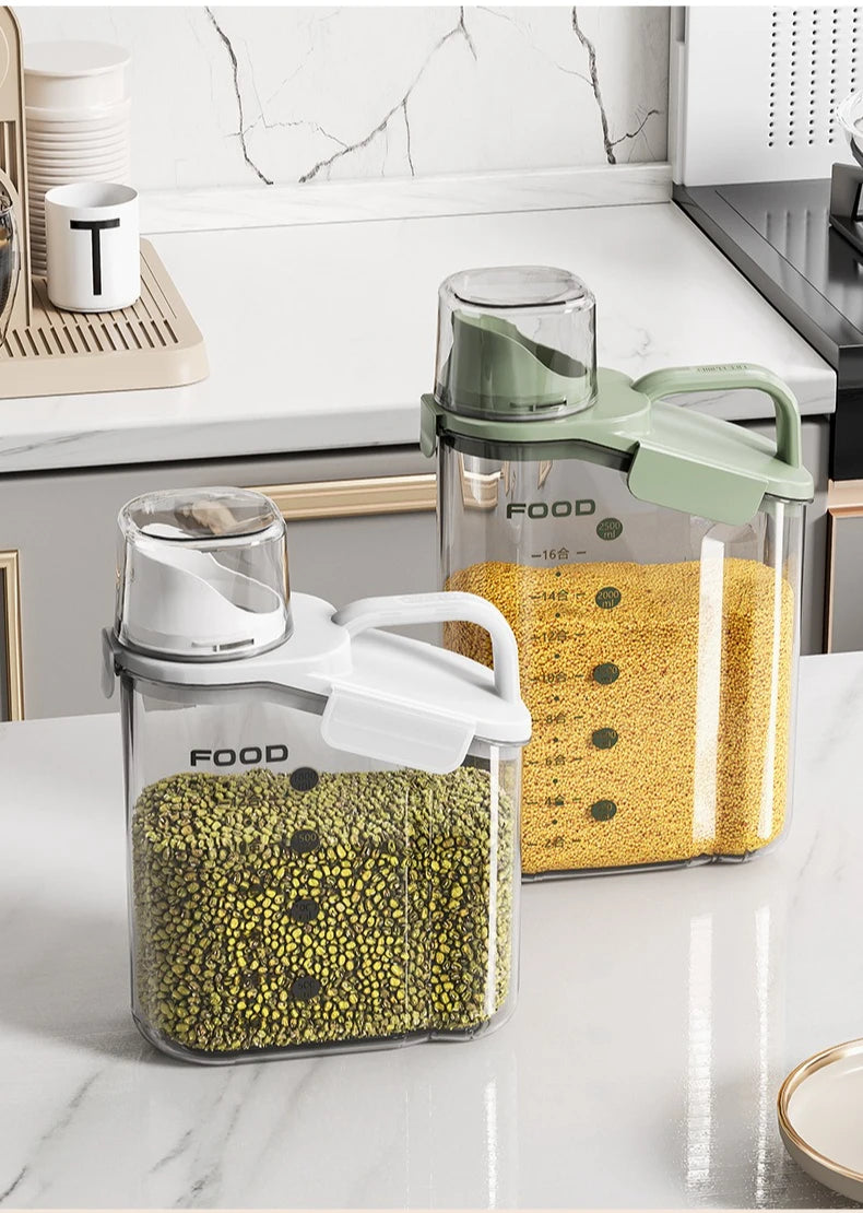 Recipientes herméticos para almacenar alimentos, dispensador de cereales, caja de almacenamiento para cereales, dispensador de arroz, dispensador de granos, organizador de cocina