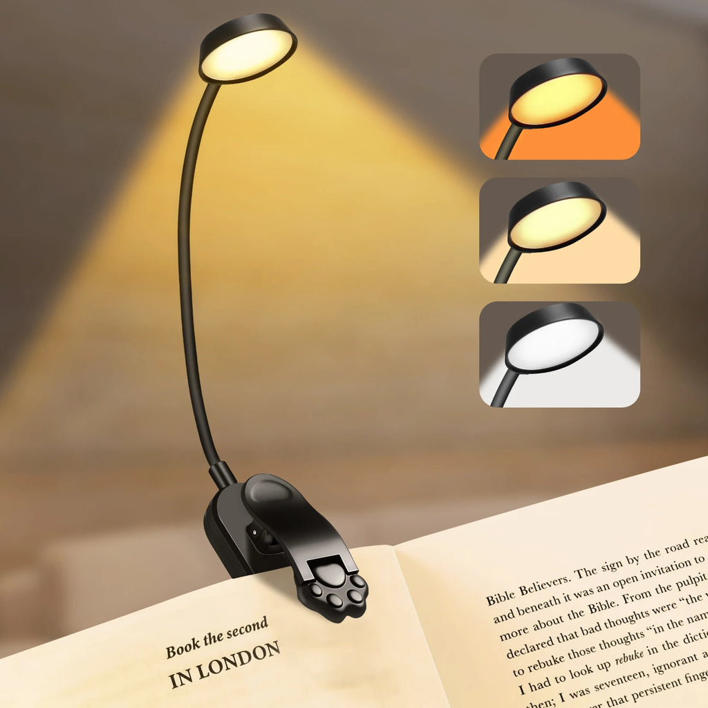 Rechargeable LED Clip-On Desk Lamp – Dimmable USB Reading Light