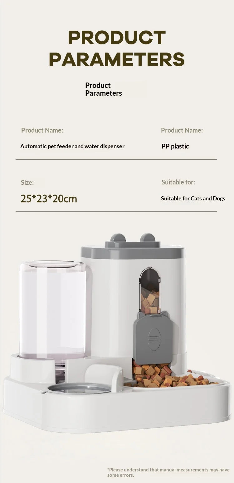 Automatic Pet Feeder & Water Dispenser – Large Capacity Food & Water Station for Cats & Dogs