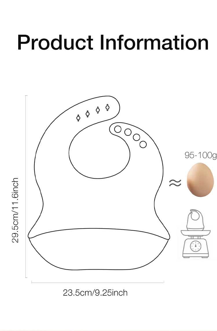 Waterproof Silicone Baby Bib with Food Catcher – Adjustable Cartoon Feeding Apron, Soft Reusable Infant Bib for Newborns & Toddlers