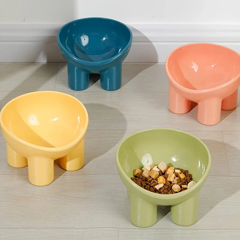 Cuenco Elevado para Gatos con Soporte - Plato Duradero de Plástico para Comida y Agua de Mascotas, Elegante y Moderno, Ergonómico para Cuello de Gatos y Perros