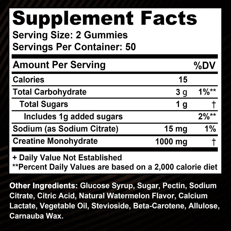 Creatine Monohydrate Gummies for Adults – Strawberry Flavor Supplement for Muscle Strength, Athletic Performance & Workout Support