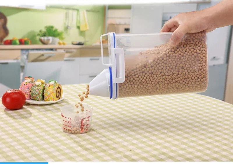 1 Contenedor Hermético para Alimentos de Mascotas, 1.5kg/2kg con Taza, Tarro Sellado de Plástico para Alimentos Secos para Perros y Gatos, Incluye Cuchara Medidora