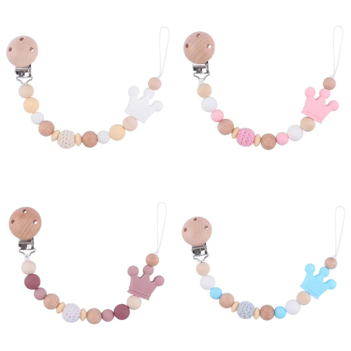 Baby Pacifier Clip Holder – BPA Free Silicone Bead Soother Strap with Teether Chain for Infants & Newborns