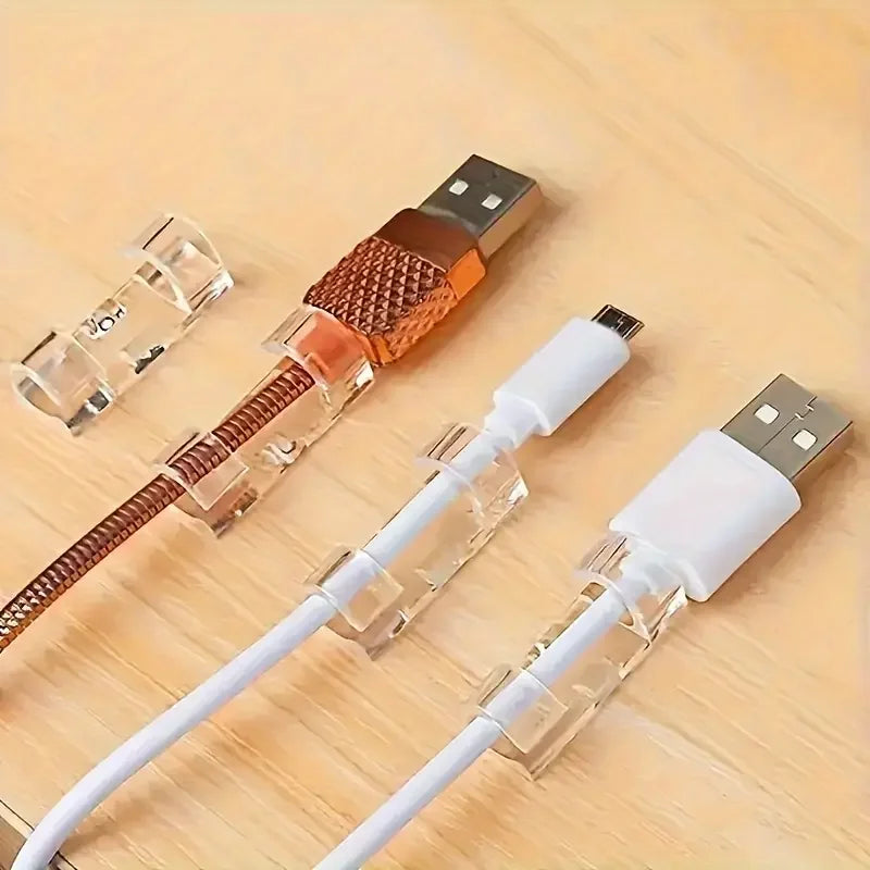 Transparent Cable Clips – Adhesive Wire Organizer for Home, Office & Desk Cable Management