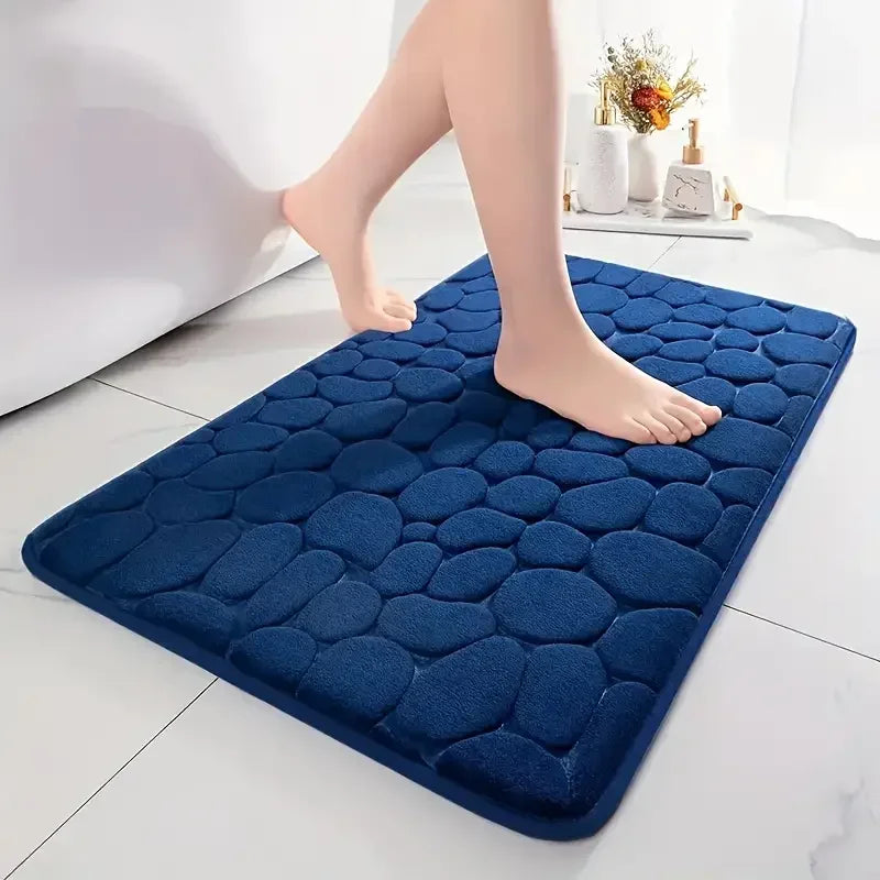 Alfombrilla de baño antideslizante 3D, tapetes de baño con relieve de adoquines, alfombrilla absorbente para puerta, alfombras de piso, lavable a máquina de secado rápido