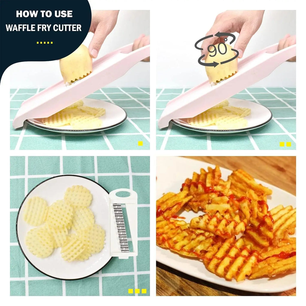 Mandolina 5 en 1 para cocina, cortador de verduras multihoja para patatas fritas, cortador de verduras, cortador de juliana