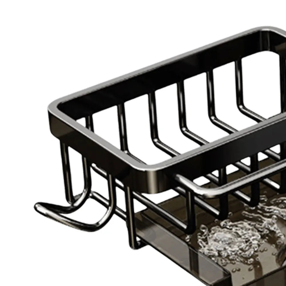 Aluminum Over-the-Faucet Sink Organizer – Sponge, Soap & Brush Holder