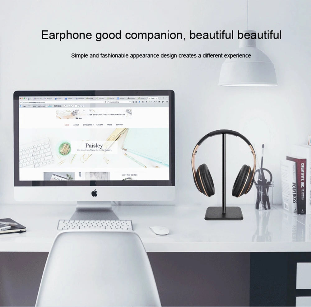 Premium Aluminum Headphone Stand – Universal Desktop Holder for Gaming & Wireless Headsets