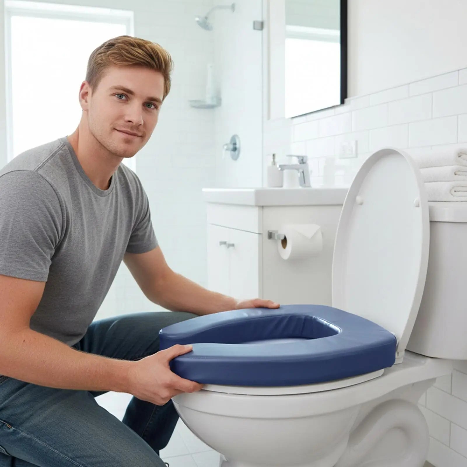 Raised Toilet Seat Cushion – Thick Waterproof U-Shaped Toilet Seat Riser with High-Density Foam for Seniors, Disabled & Post-Surgery Recovery